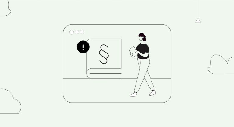 Abbildung: Eine Person mit einem Tablet steht vor einem großen Fenster, in dem ein Dokument mit einem Absatzsymbol.